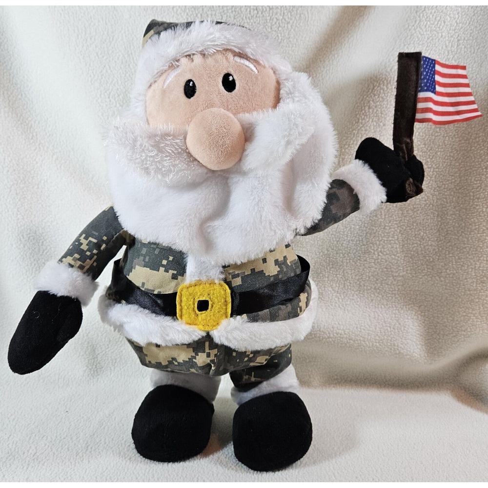 Gemmy Animated‎ Military Santa w/American Flag Plays Yankee Doodle Tested WORKS